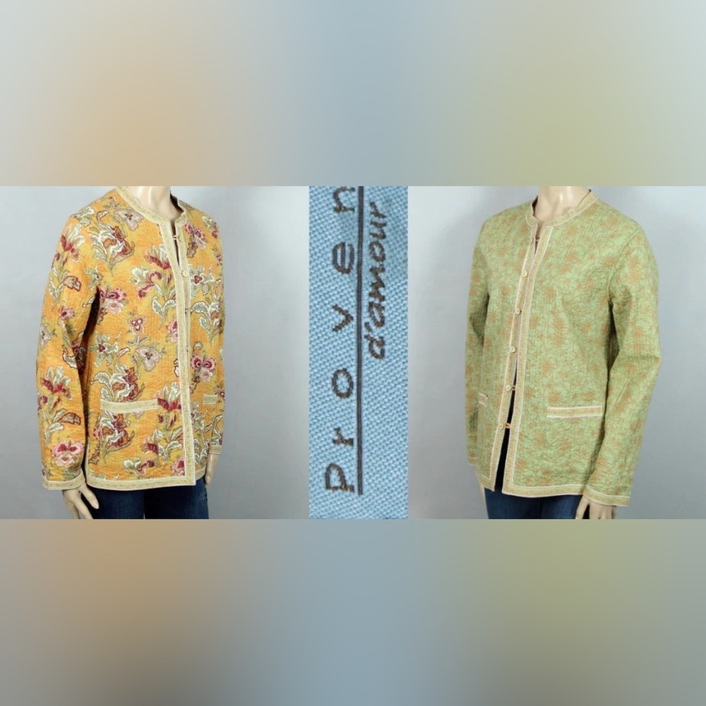 PROVENCE D'AMOUR Quilted Cotton Floral Paisley Reversible Jacket Blazer L